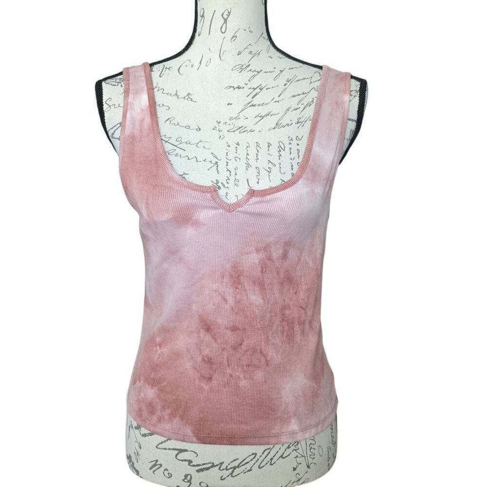 Hippie Rose Women's Size Large Pink Clay Tie Dye Soft Ribbed Tank Top